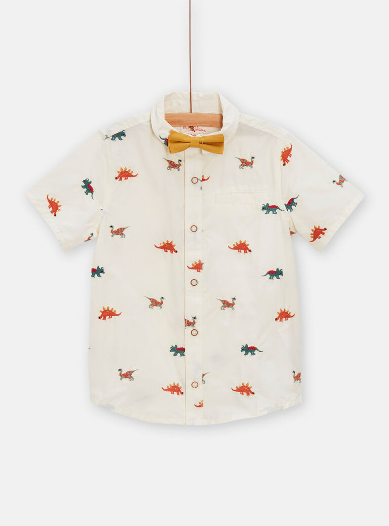 Chemise avec nœud avec broderies dinosaures pour garçon