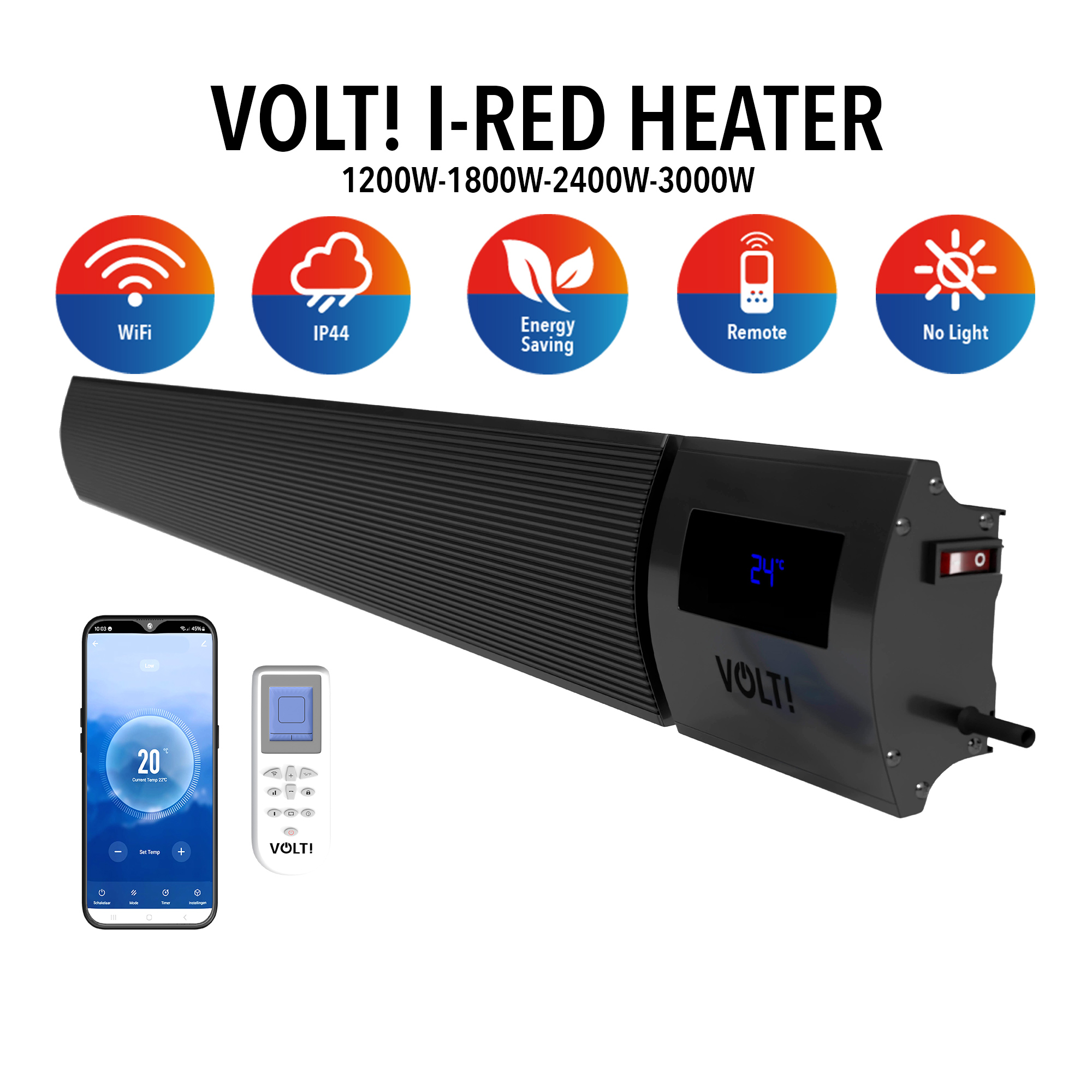 Fullcomfort I-Red Terrasverwarmer - 2400 Watt