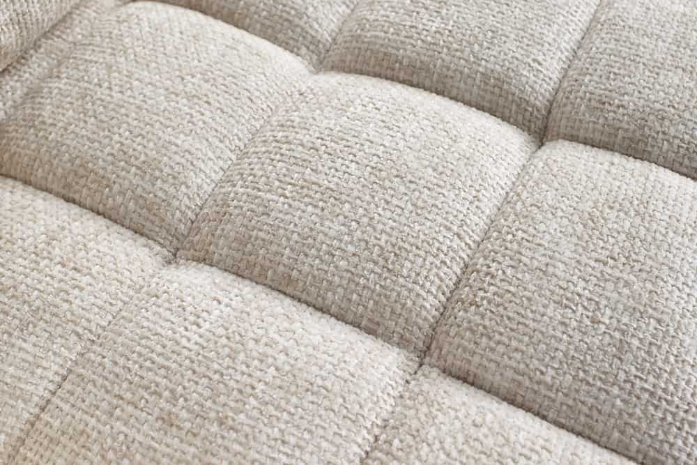 Design Hocker COZY VELVET 80cm beige Chenille Federkern Holzfüße