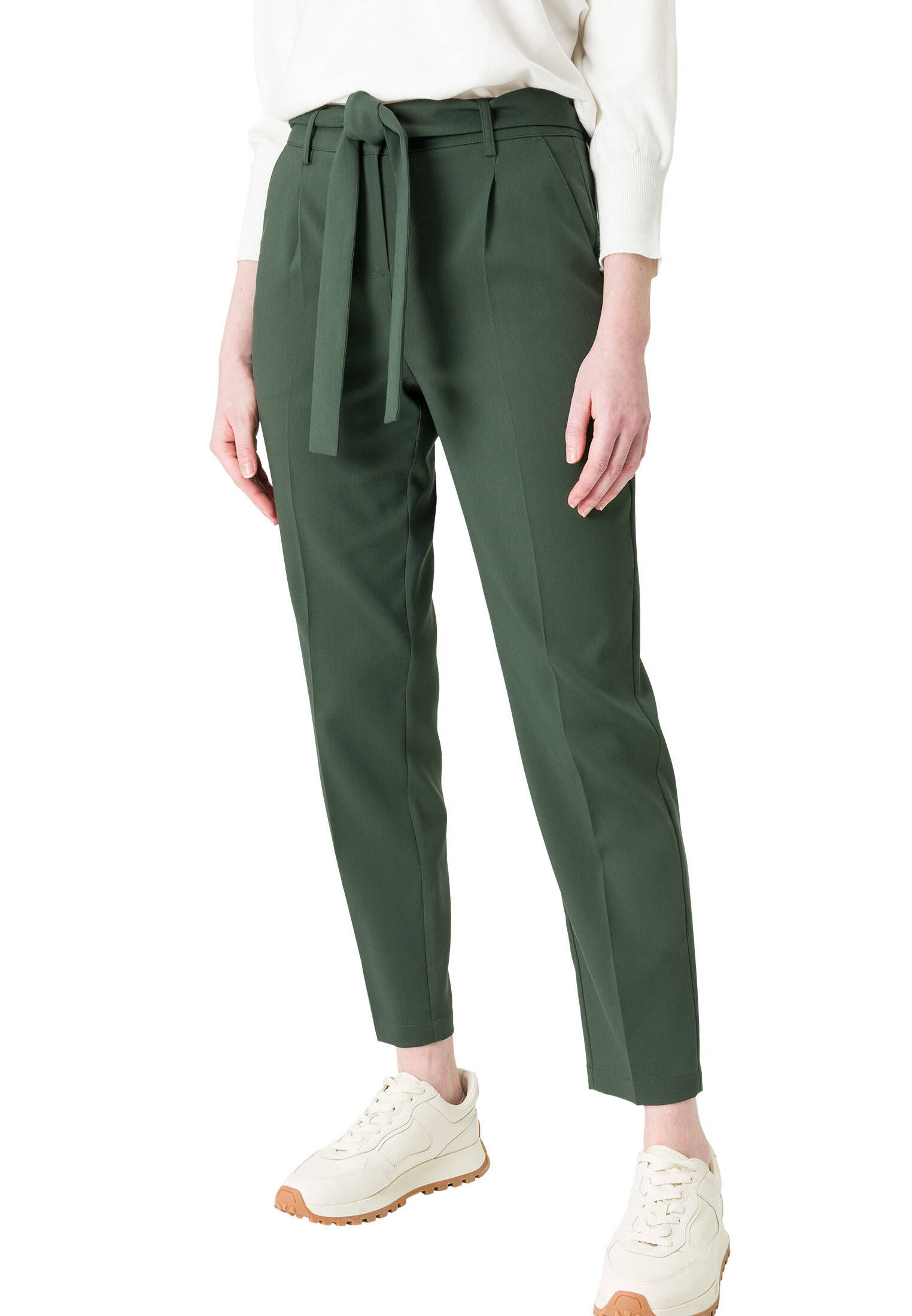 zero| Damen Bundfaltenhose mit Bindegürtel 28 Inch