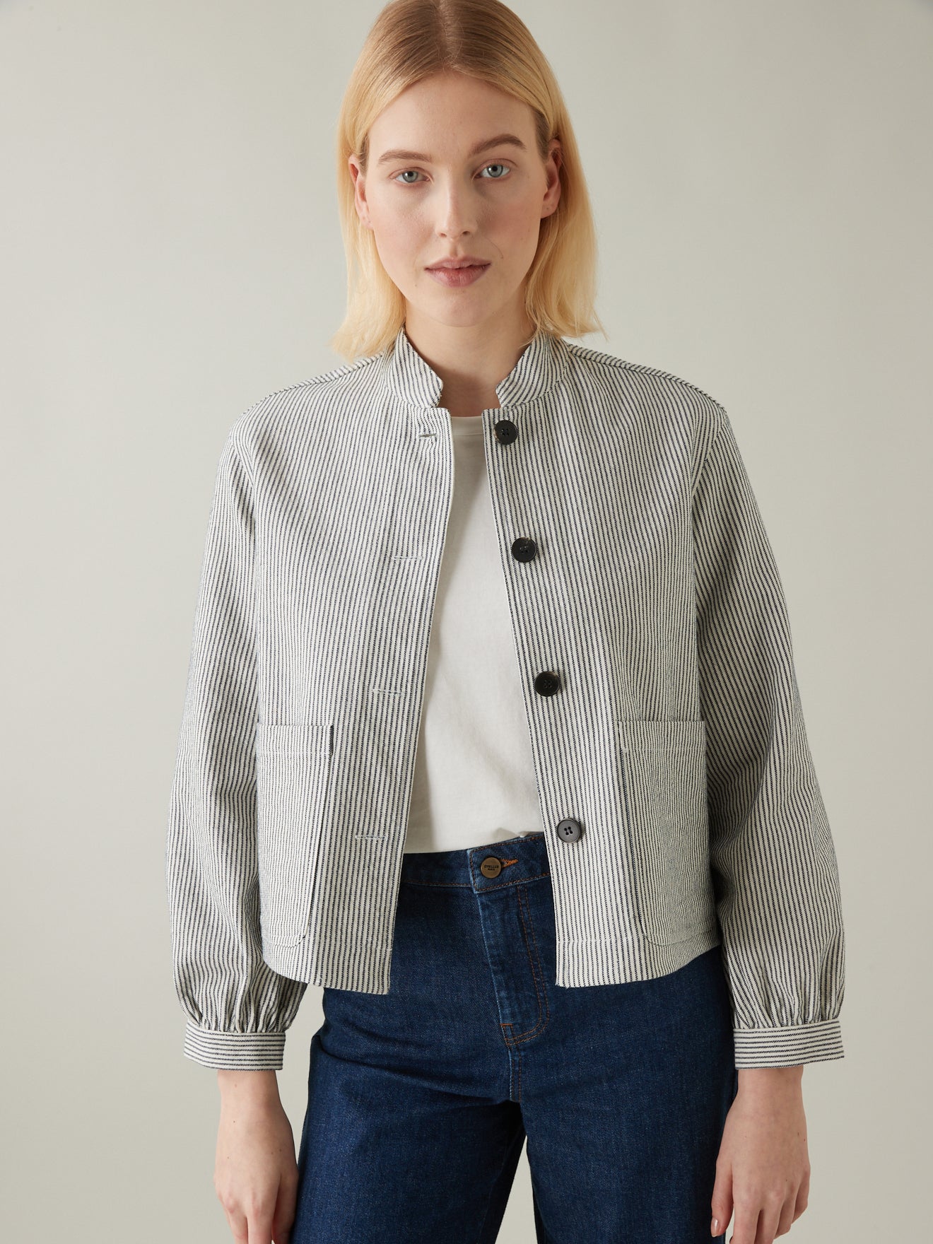 Veste boîte rayée femme
