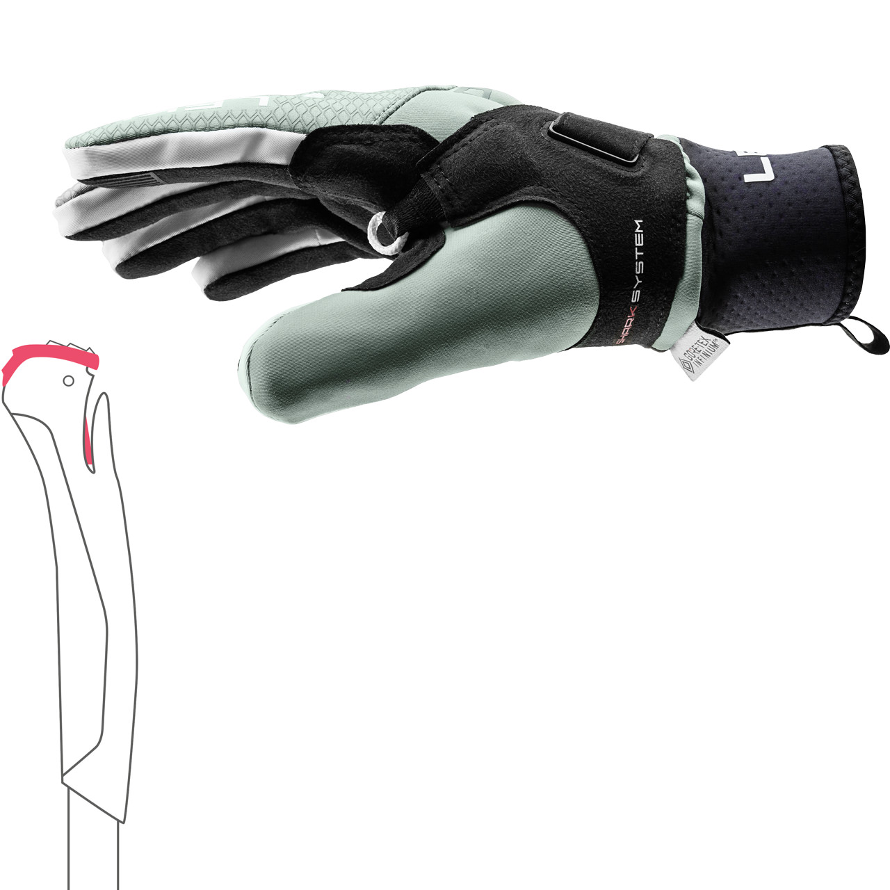 Leki Damen Handschuh Nordic THERMOPLUS SHARK black/ice green | Leki | L | Brands | XSPO-Fashion