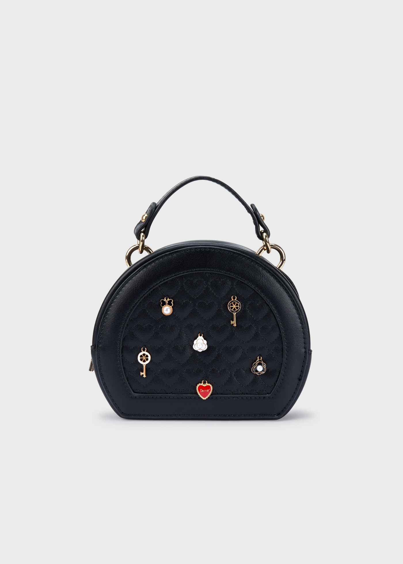 Bolsa com efeito acolchoado e detalhes decorativos para meninas