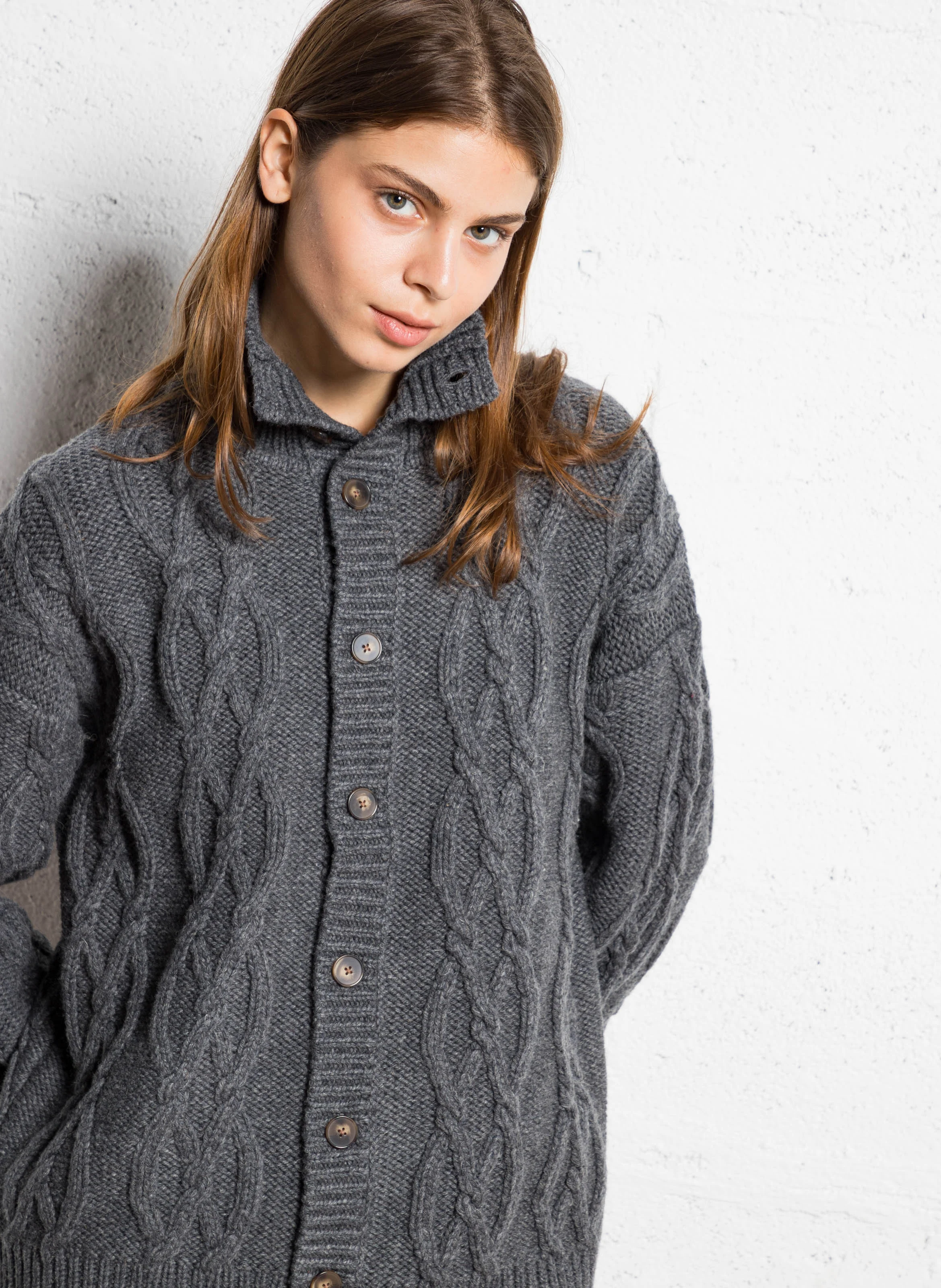 RAPHAEL - Cardigan col montant en laine mélangée | Gris