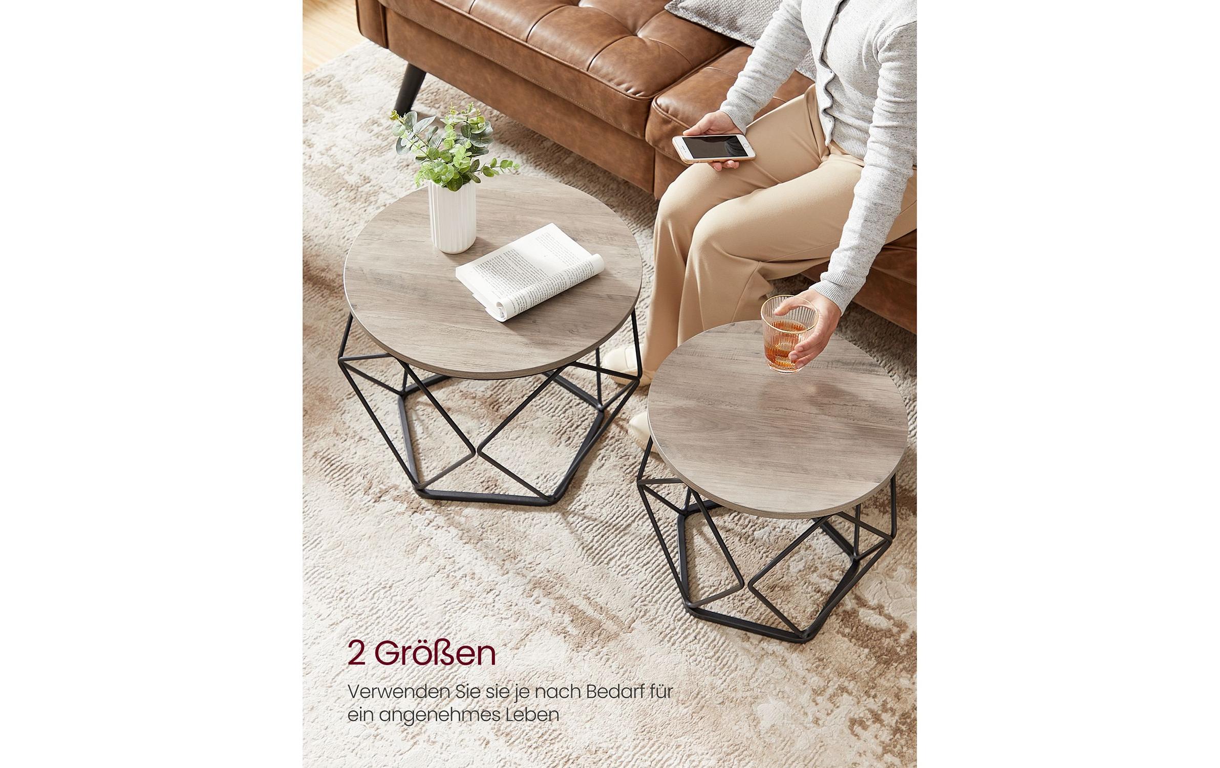 Couchtisch 50 x 40.6 cm, Grau / Schwarz, 2er SetSet aus zwei runden Tischen im Vintage-Stil