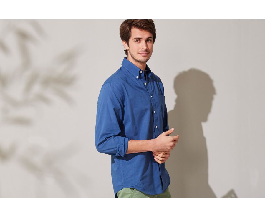 Chemise manches longues coton et lin Indigo - COLTEN
