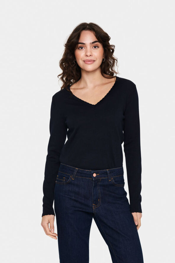 Saint Tropez MilaSZ LS V-Neck Pullover Black