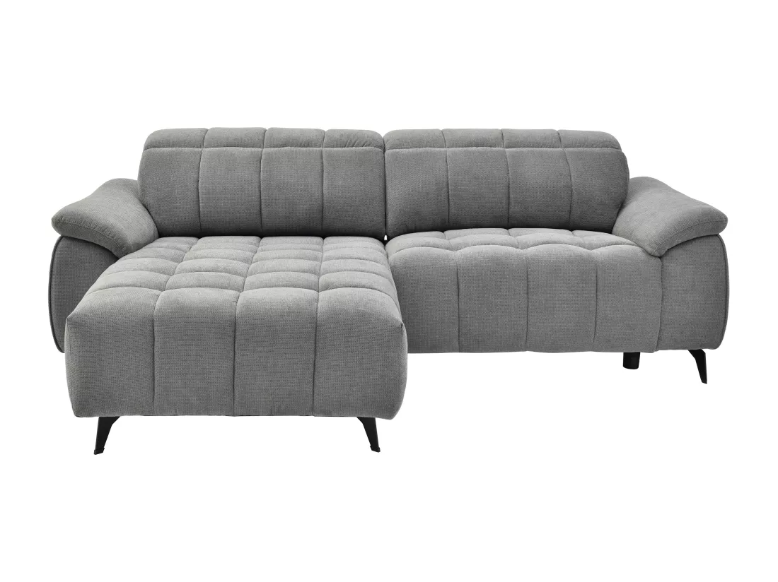 Canapé d'angle gauche relax électrique en tissu texturé gris CELTIMO
