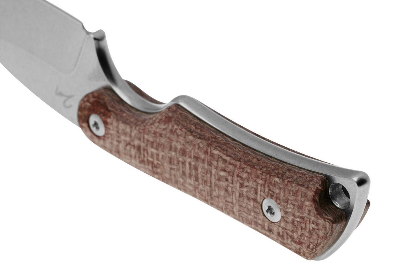 Mercury Kali 9KALIDP-BRFC, N690 Stonewashed Drop Point, Red Burlap Micarta, vaststaand mes
