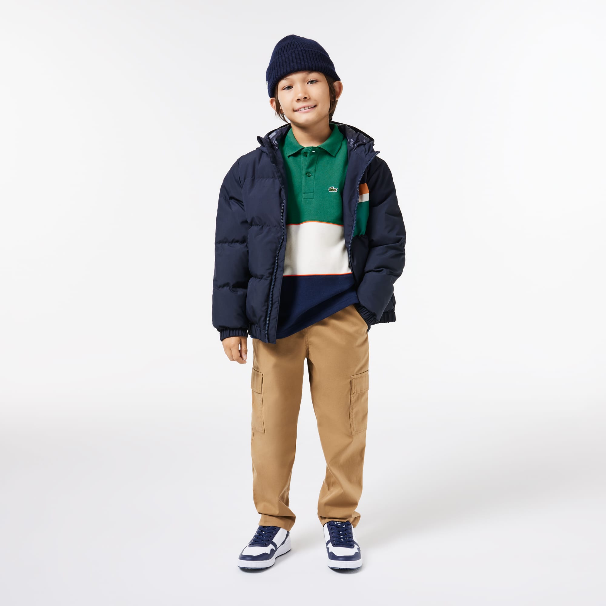 Polo manches longues color-block en piqué de coton Polos - Vert - Lacoste - Garçon