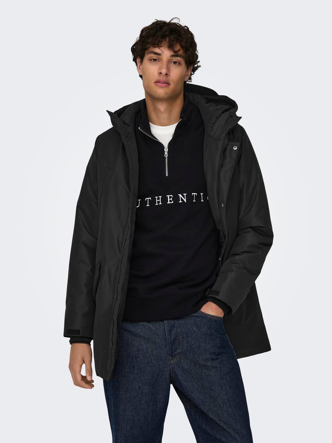 ONSCARL Langer Parka Black