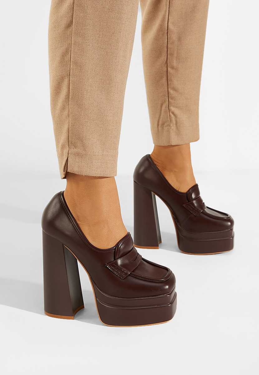 Mocassins à talon bruns Dieppa