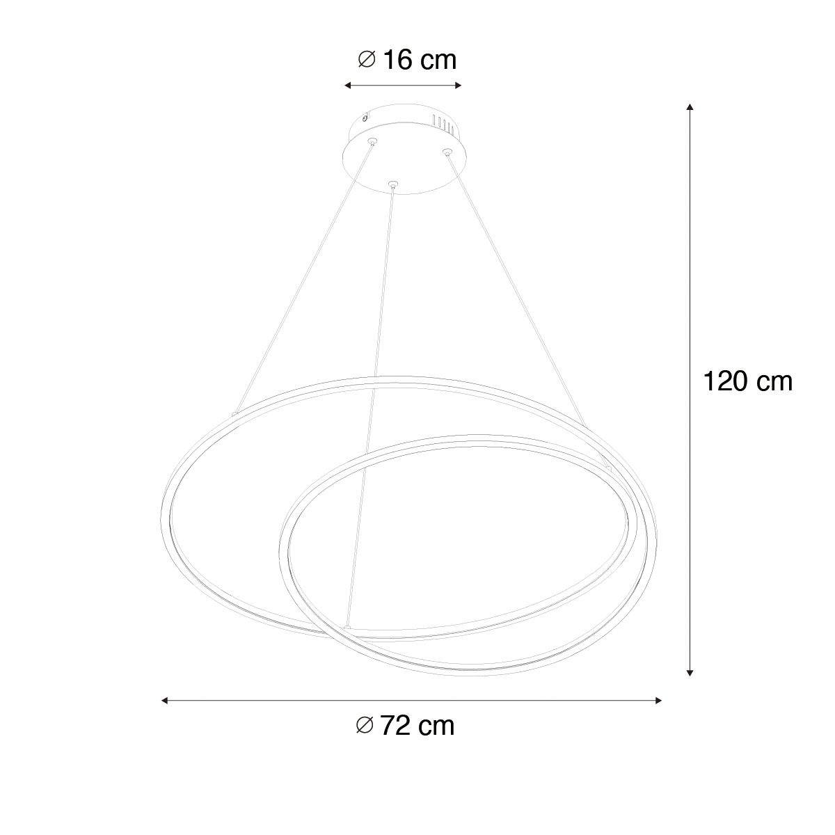 Design hanglamp brons 72 cm incl. LED 3-staps dimbaar - Rowan