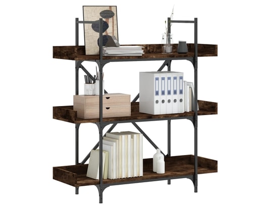 VIDAXL - Bibliothèque à 3 niveaux chêne fumé 100x33x108,5 cm