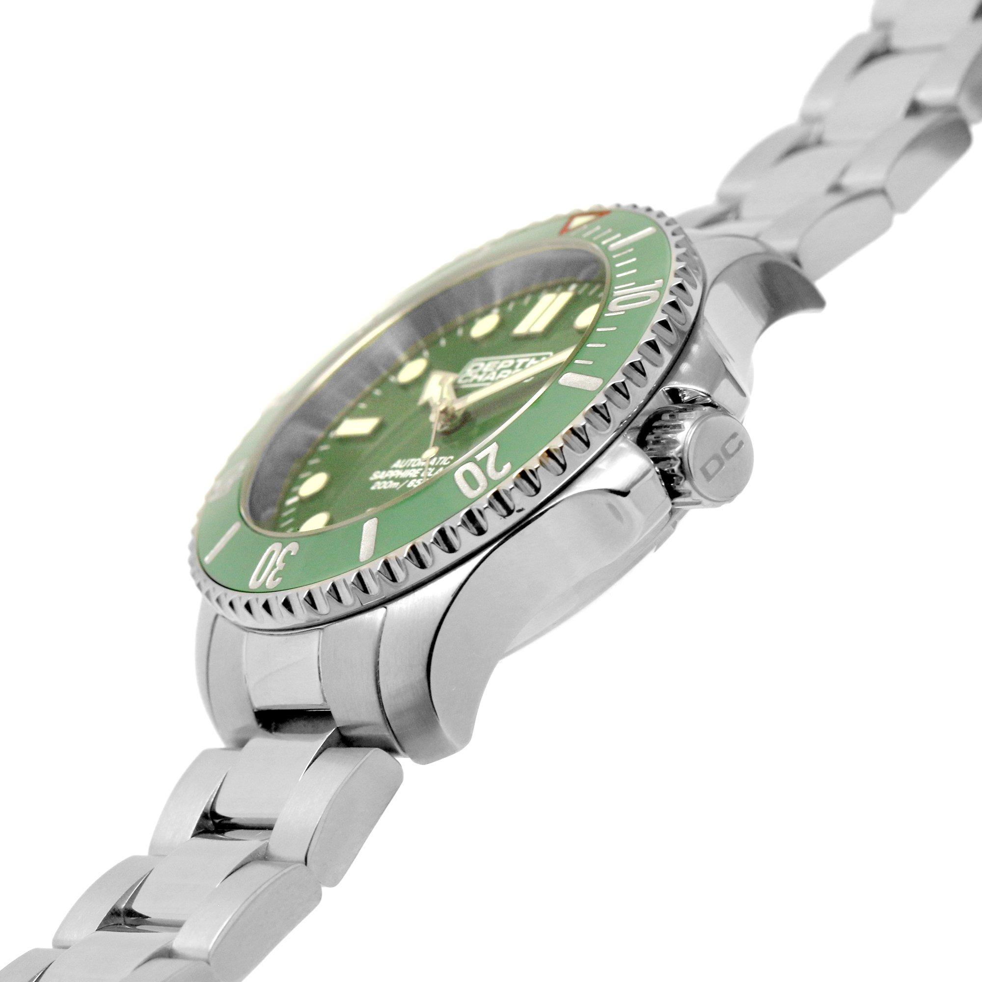 Depth Charge Stainless Steel Green Dial Dive Watch