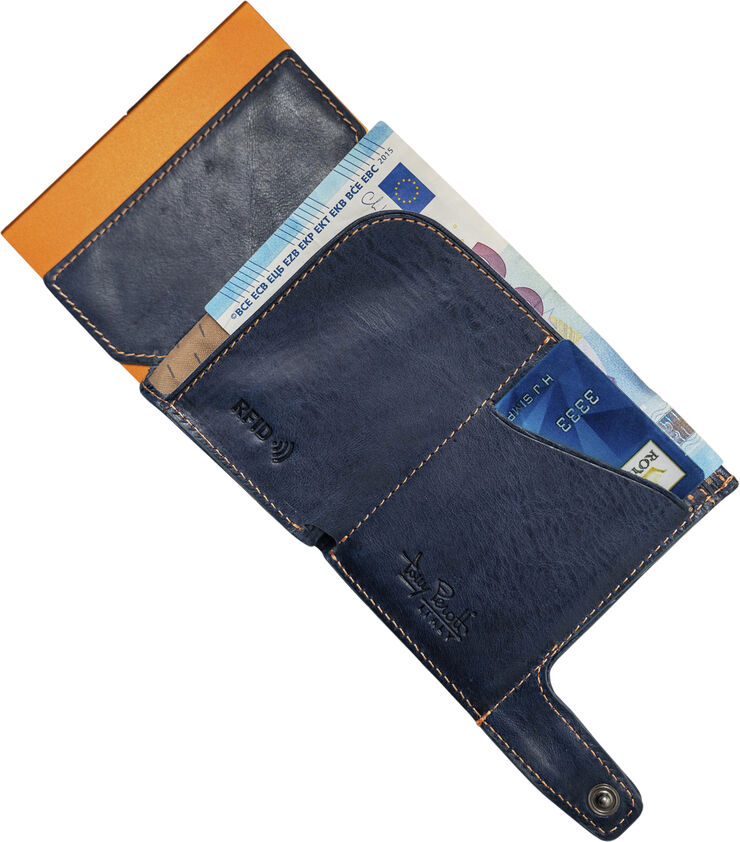 Tony Perotti Furbo cardholder with banknote and coin pocket Dark blue