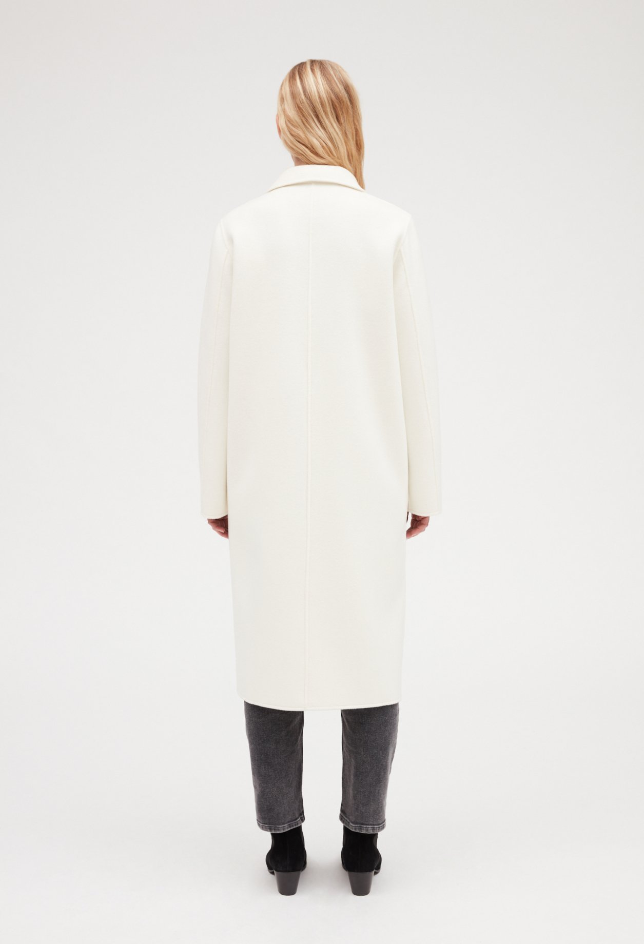 Manteau ecru droit mi-long