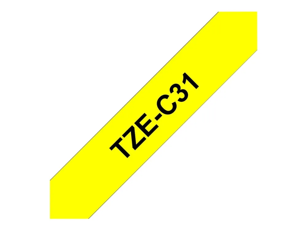 Brother TZe-C31 labeltape - sort på fluorescerende gul 12mm x 5m