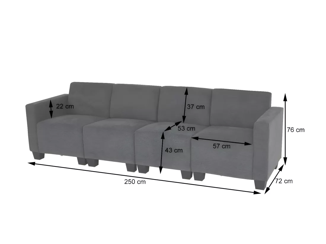 Canapé modulaire 4 places Moncalieri, marron