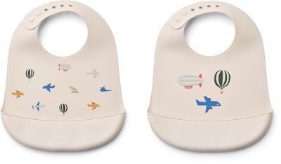 LIEWOOD Tilda  Mønstret Smekke Silikon 2-Pack, Aviator/Ecru