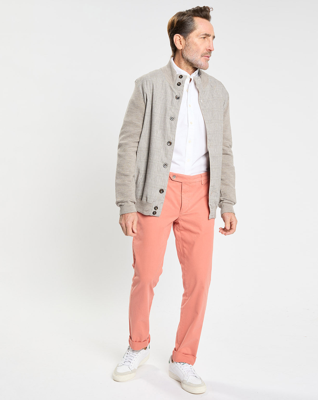 Hackett London Gilet 100% Laine imprimé Prince de Galles beige