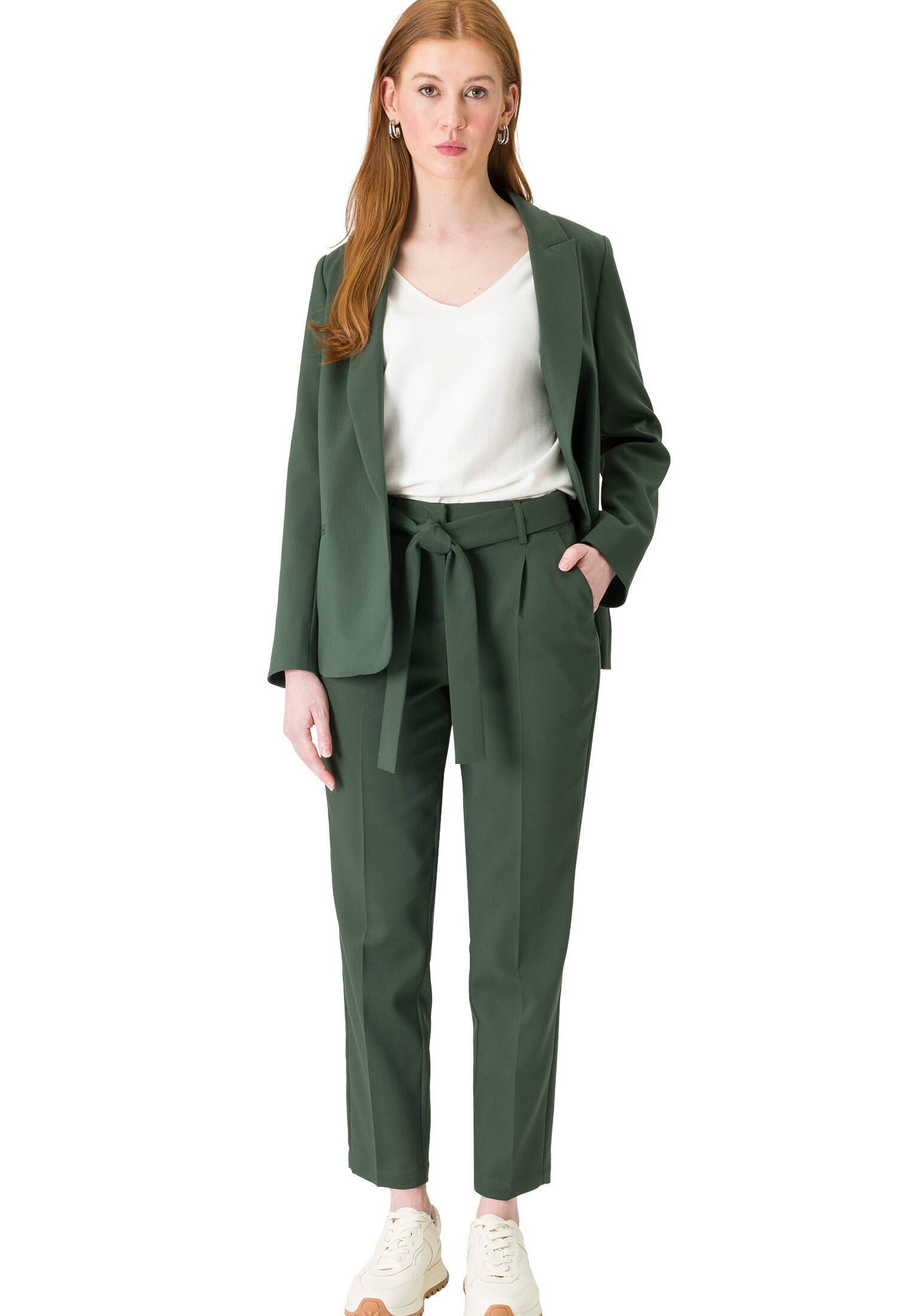 zero| Damen Bundfaltenhose mit Bindegürtel 28 Inch