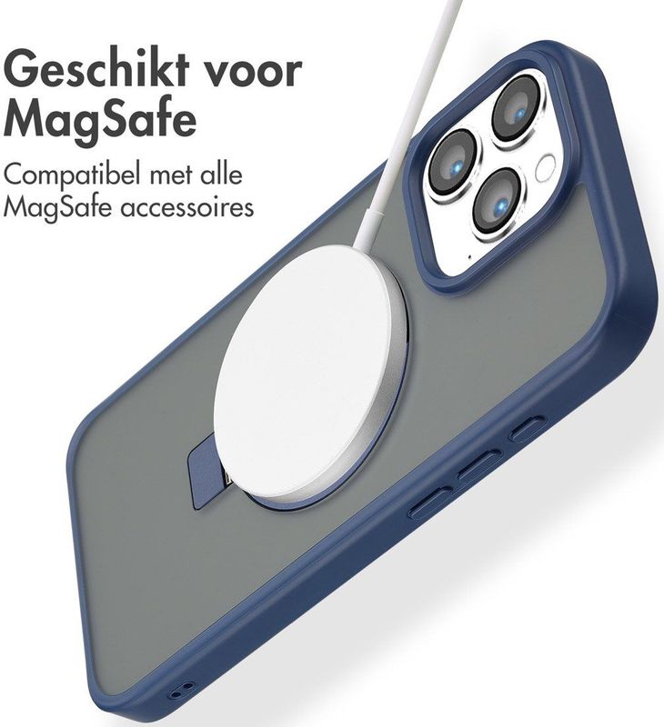 Accezz Hoesje Geschikt voor iPhone 16 Pro Max Ring Stand Backcover geschikt voor MagSafe Blauw