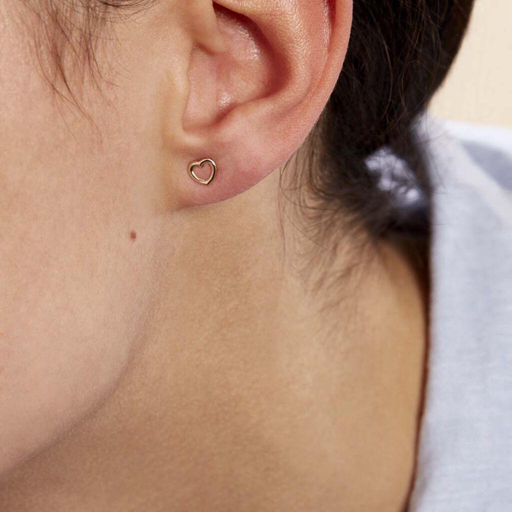 Boucles D'oreilles Puces Anne-maudae Coeurs Or Jaune