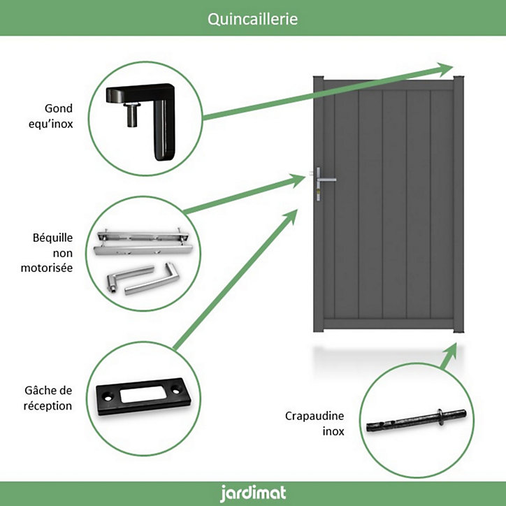 Portillon Jardimat aluminium Olivier noir 2100 - 100 x h.172 cm