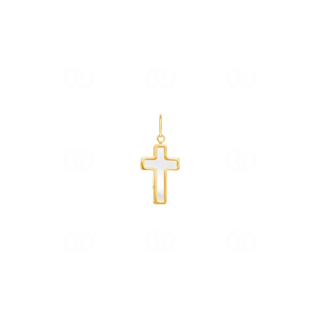 Anhänger 750/18 K Gelbgold Kreuz mit Perlmutt