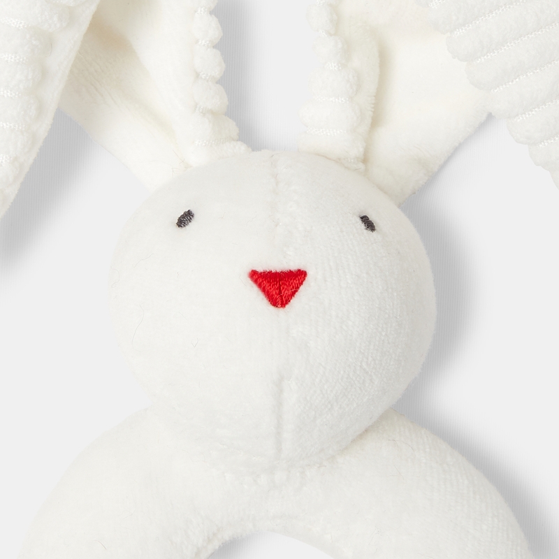 Hochet lapin en velours blanc naissance Absorba