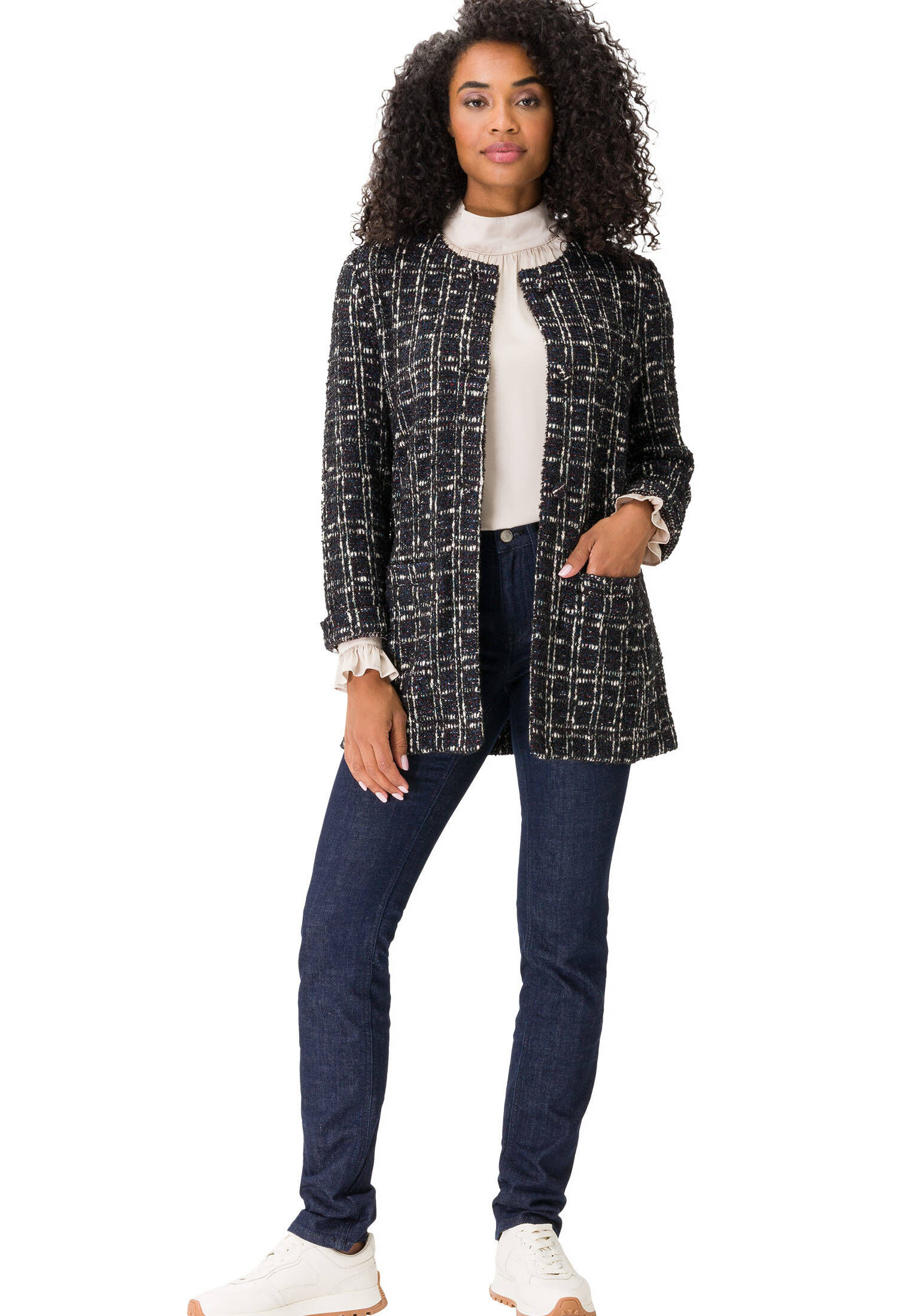 zero| Damen Sweatjacke mit Knöpfen