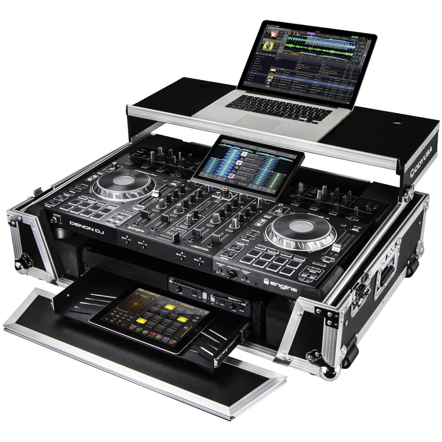 Odyssey FZGSPRIME4W2 flightcase voor Denon DJ Prime 4