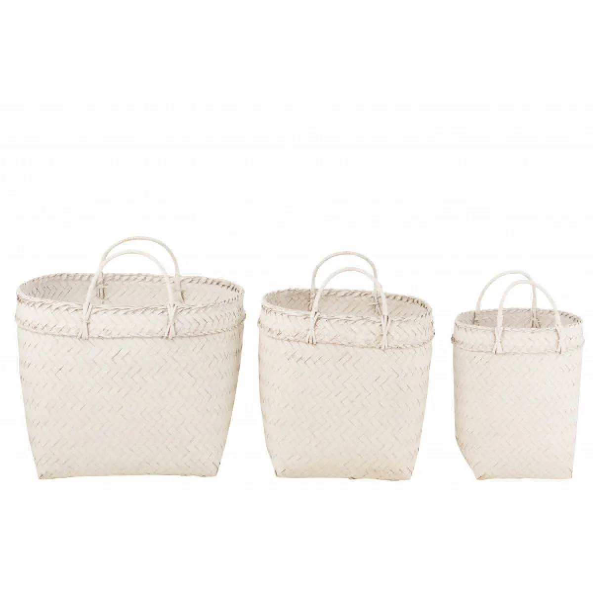Dansmamaison Set de 3 Panier Rotin Blanc