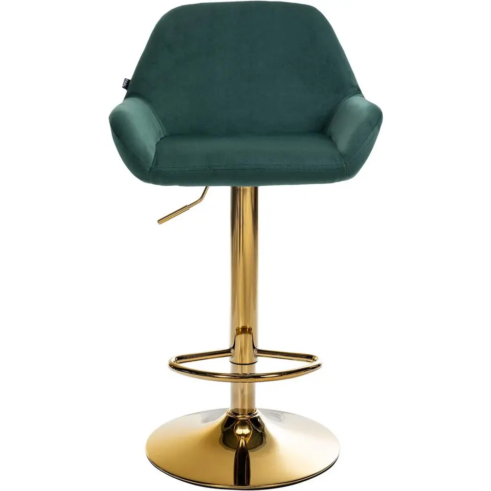 CLP Set van 2 Barkruk Braga goud Frame - Fluweel - donkergroen