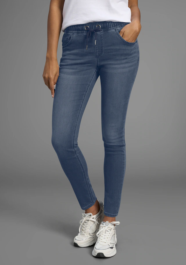 Arizona Stretch-Jeans , weites Bein,  normale Leibhöhe,  knöchellang,  mit Used-Waschung