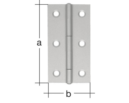 Smal scharnier met geklonken roestvrijstalen pen, 64 x 34 mm, roestvrij staal