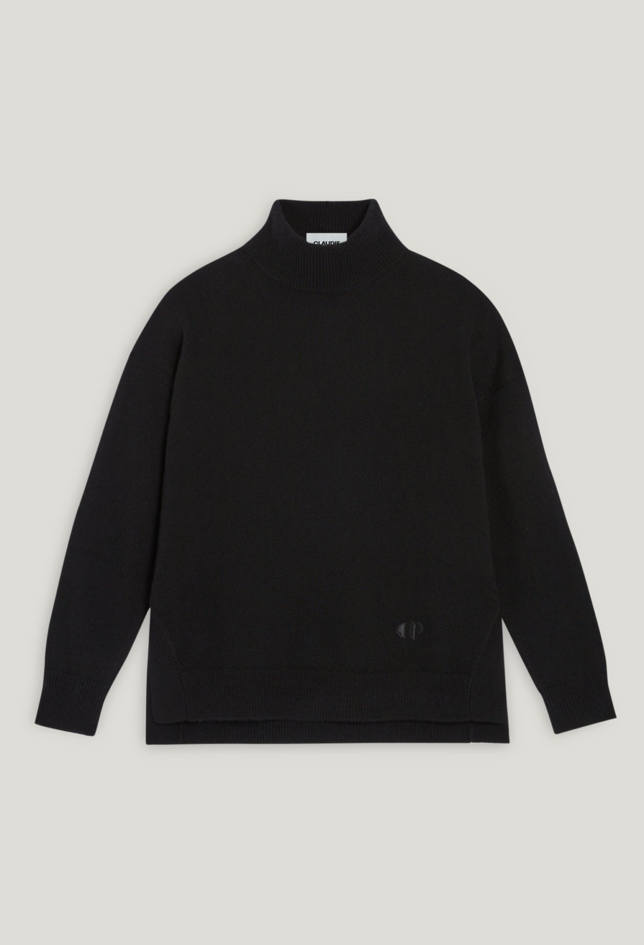 Pull col montant cachemire noir