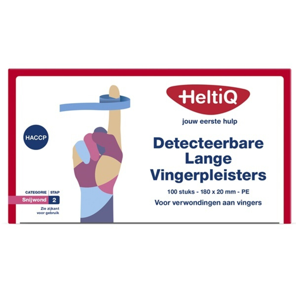 HeltiQ Vingerpleisters Detecteerbaar 180x20 mm PE100 stuks