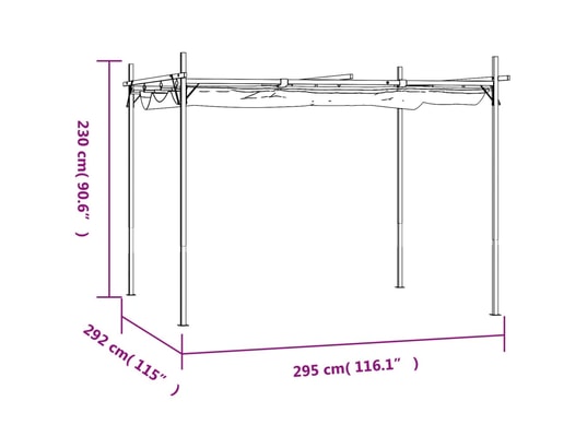 VIDAXL - Pergola avec toit rétractable anthracite 295x292x230 cm