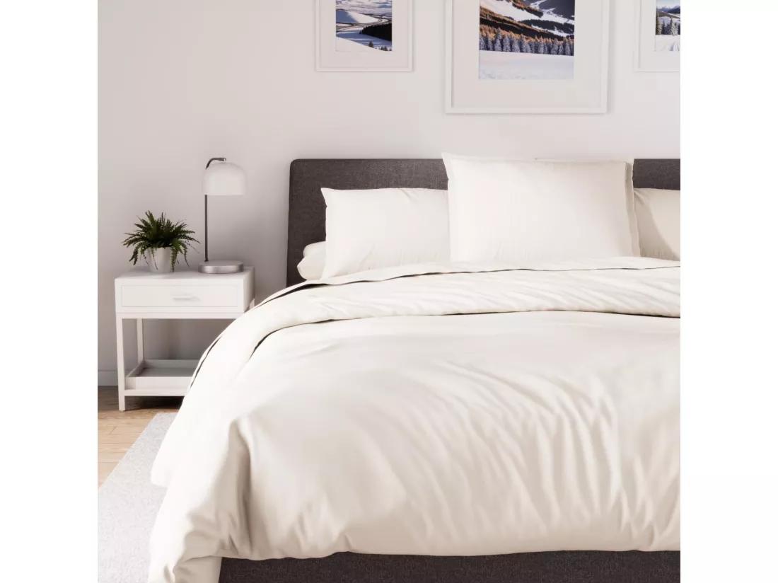Housse de couette en polycoton 240x220 cm PERCALE lin, par Soleil d'ocre