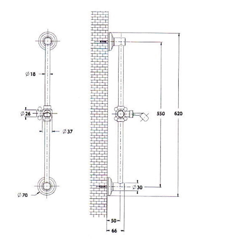 Sapho Antea klassieke douchestang glijstang 57cm nikkel