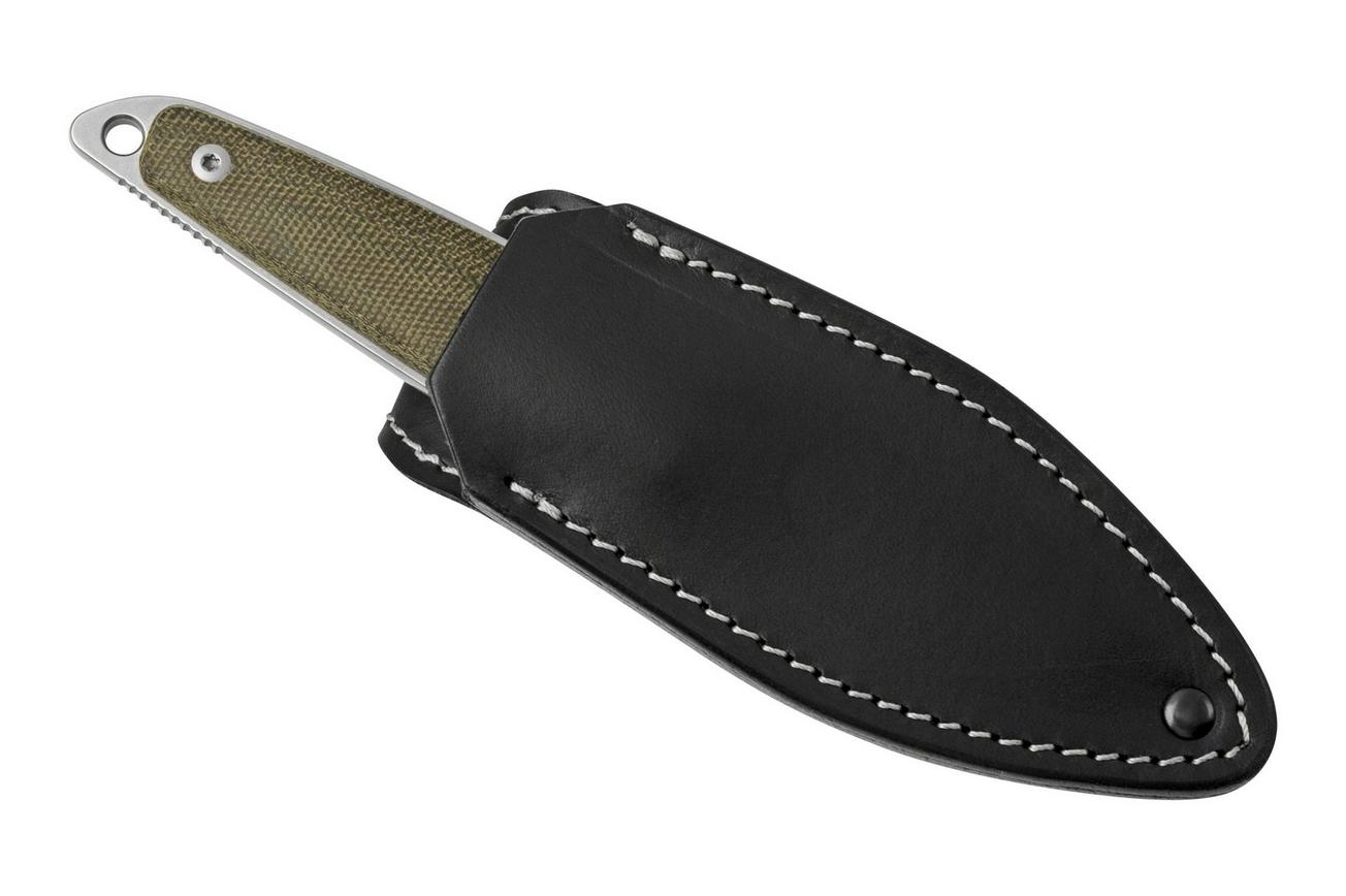 MKM Makro 2 Sheepfoot, Stonewashed Green Canvas Micarta vaststaand mes, Jesper Voxnaes design