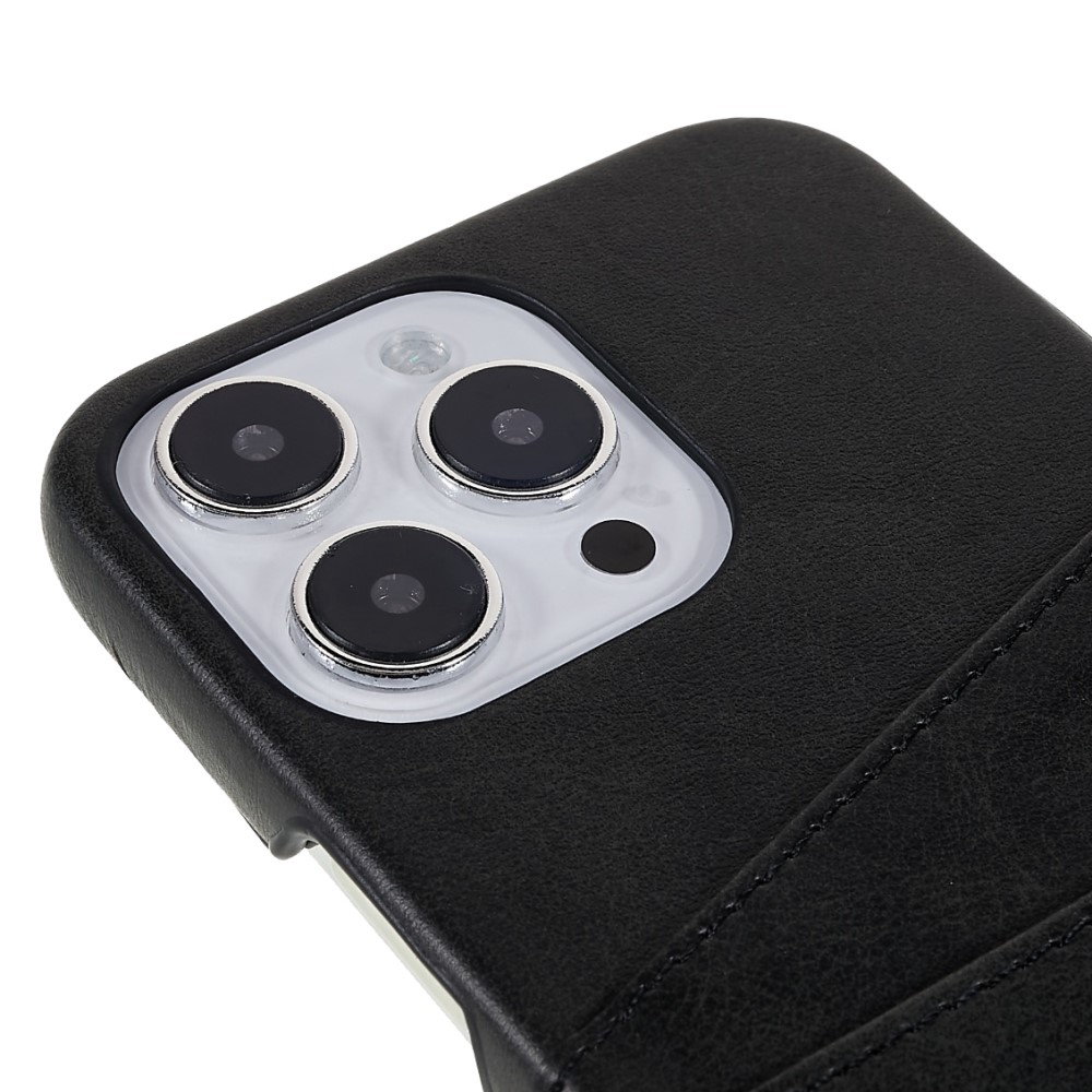 iPhone 14 Pro Max Leder Hülle Snap Case   Kartenfach - Schwarz