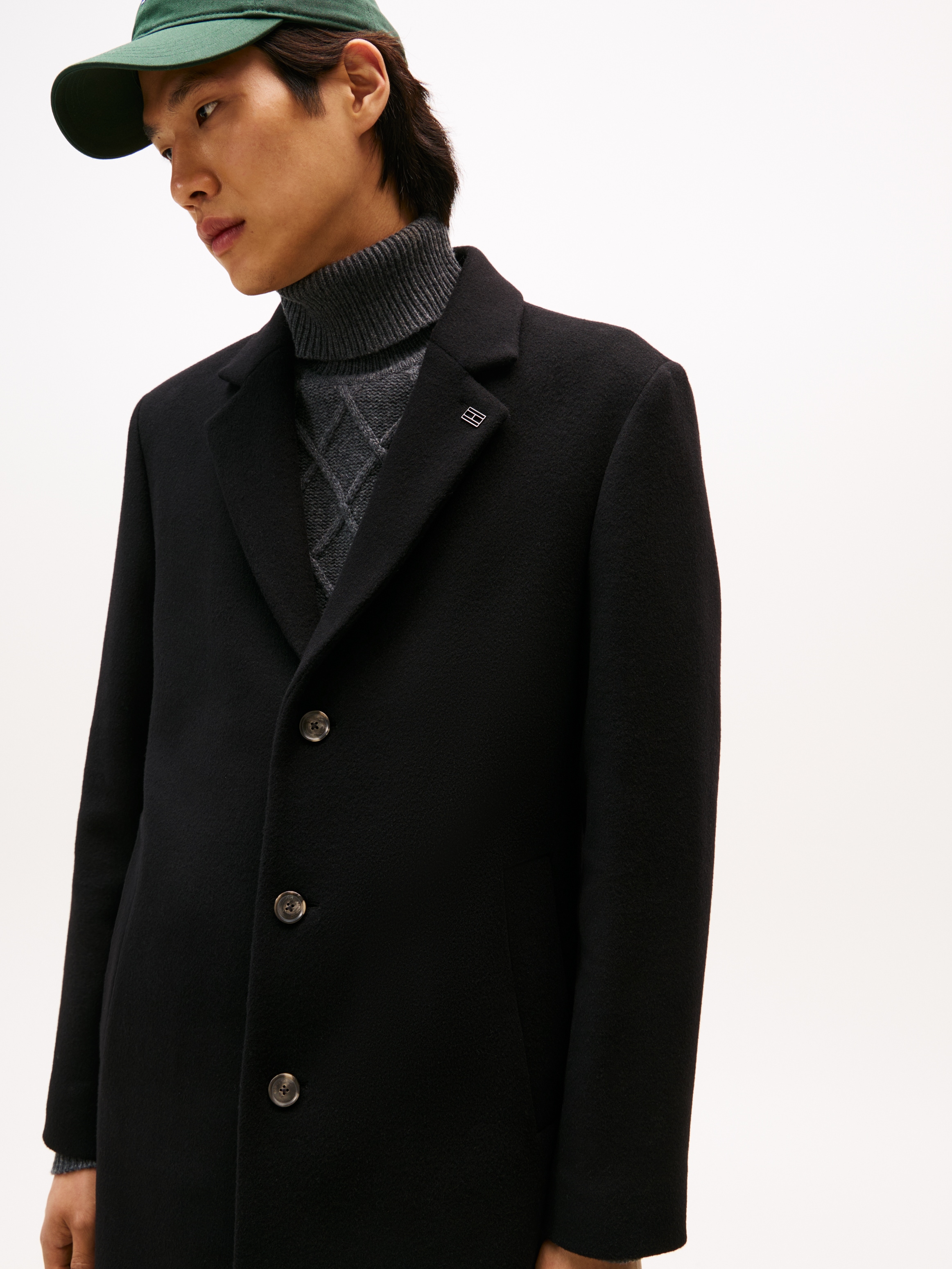 Tommy Hilfiger Wollmantel »WOOL MIX COAT«, Reverskragen, regular fit,