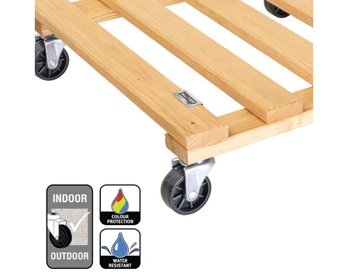 Wagner plantenwagen met kunststof wielen, 38 x 38 x 9,5 cm, hout, bruin