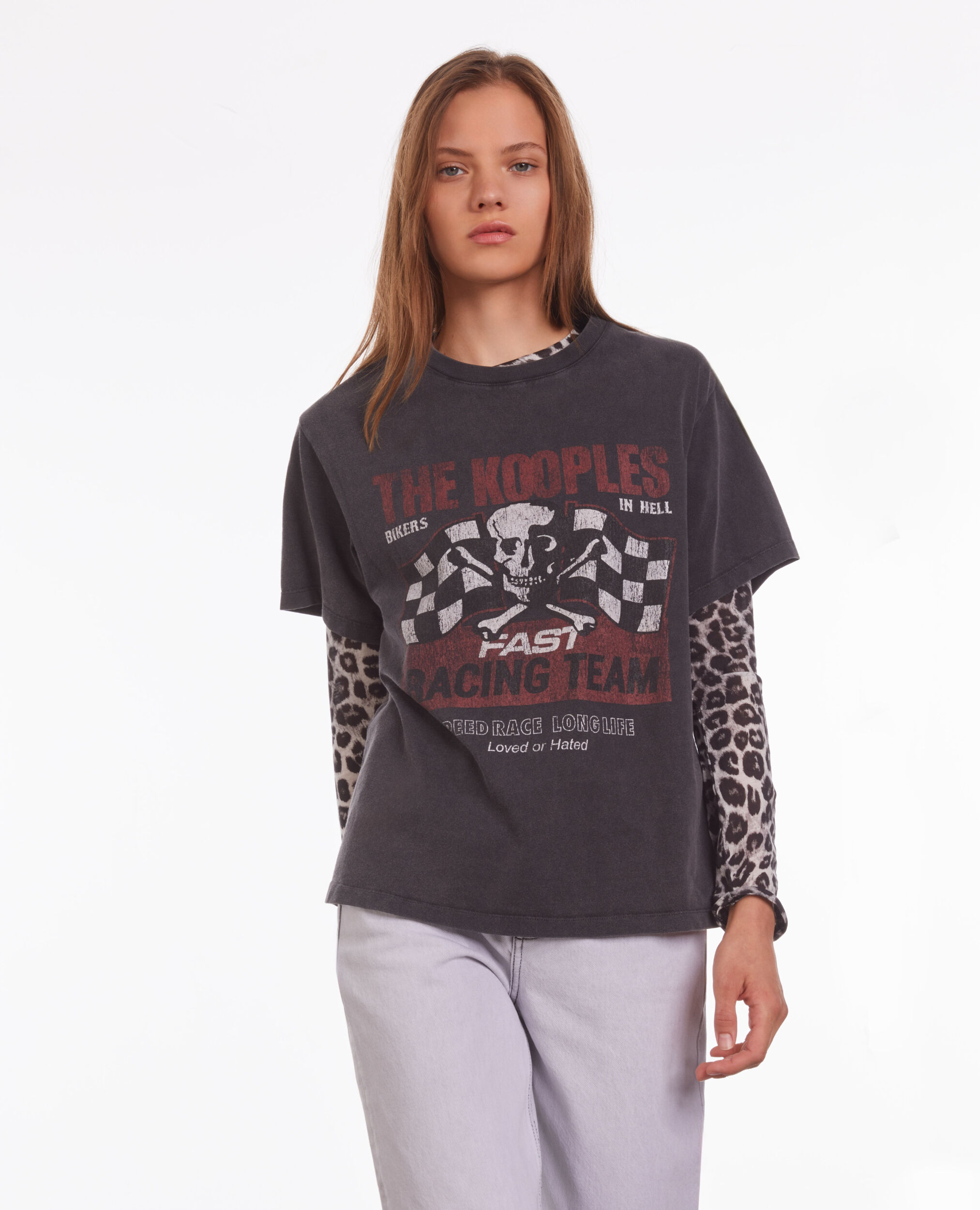 T-shirt noir avec sérigraphie Racing skull