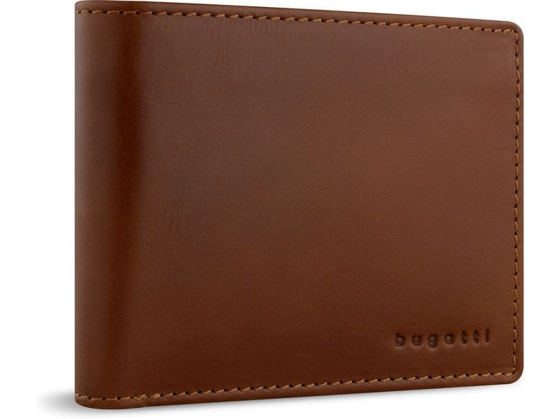 Bugatti Portemonnaie Remo mit Klappe - Scheintasche Cognac Brieftasche