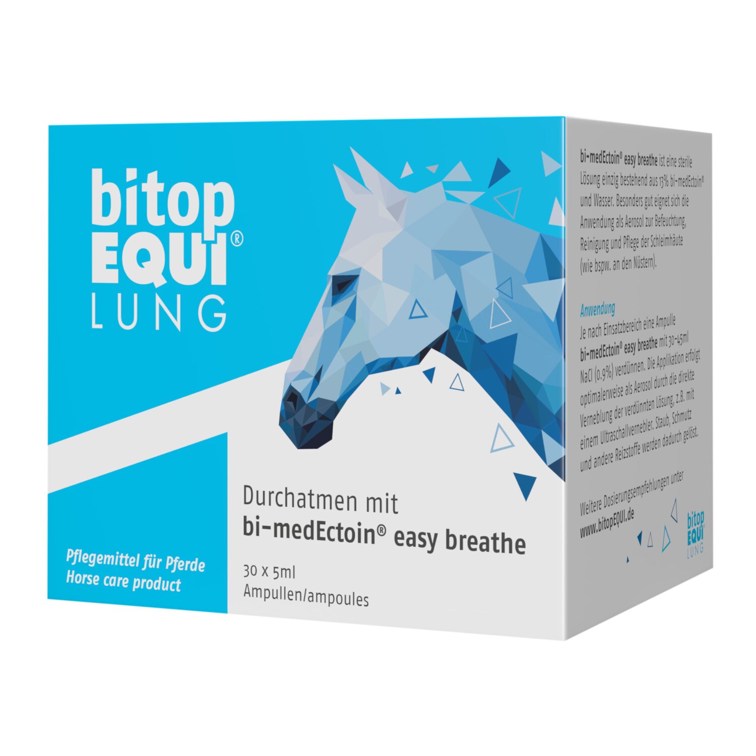 bitopEQUI Bi-medEctoin easy breathe Ampullen  - Monatspackung 30 Ampullen á 5 ml
