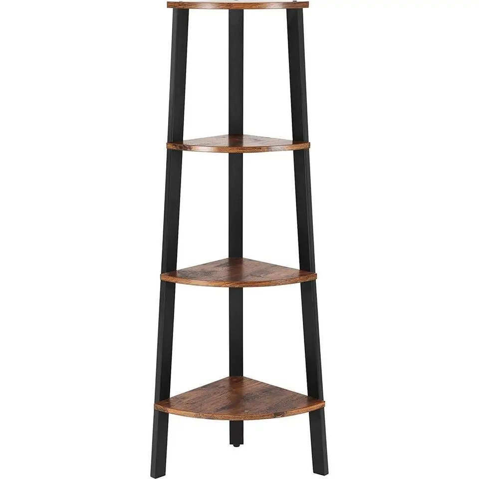 Boekenkast - hoekkast - 4 legplanken - 34x125x34 cm - vintage bruin